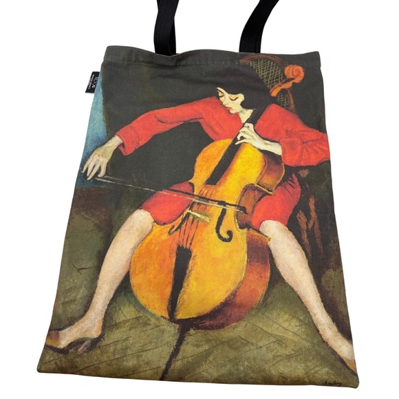 Handbags - Hungarian National Gallery Robert Bereny Woman Playing Cello Canvas Tote Bag Red